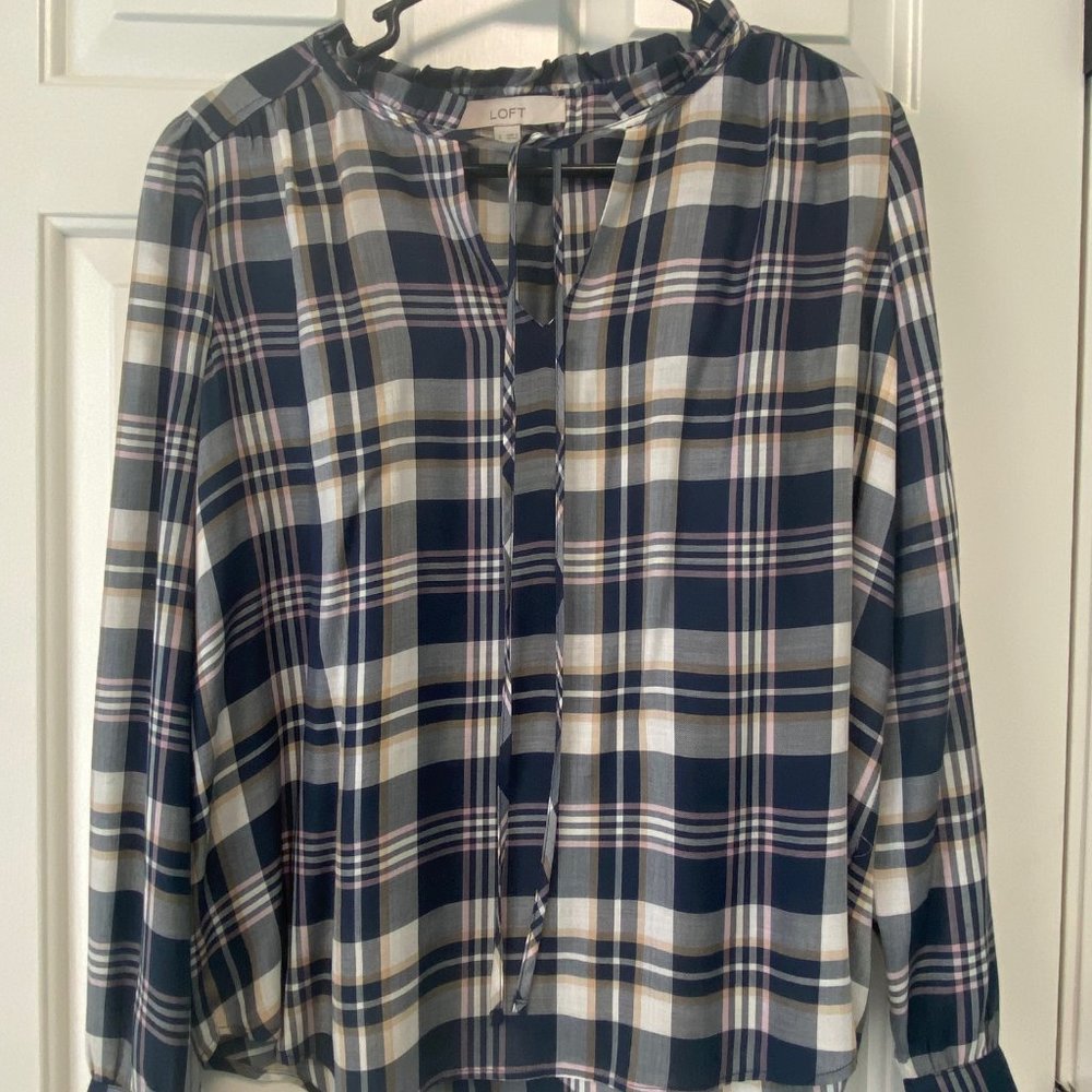 Loft Plaid Blouse - SMALL